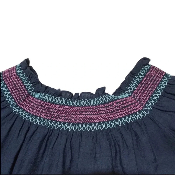 Entro Blue Striped Ruffle Cap Sleeve Flowy Fit Top Size L - Picture 5 of 7